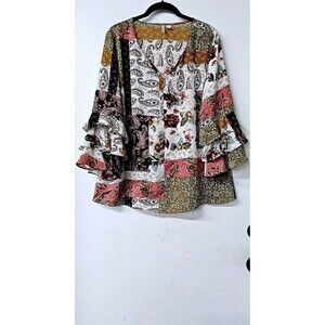 EST. 1946 Earth Tones Long Bell Sleeve Pullover Women Shirt (L)